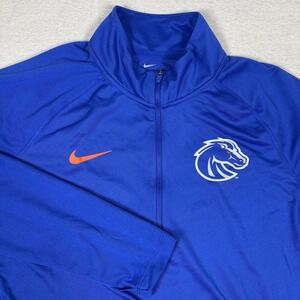 Nike Boise State Broncos Football 1/4 Zip Pullover Men L Blue Dri Fit Team Issue